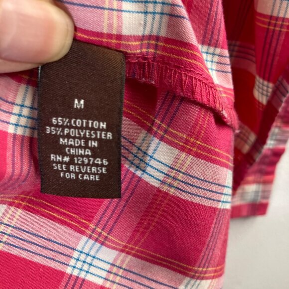 Womens Bit & Bridle Pearl Snap Western Plaid Shirt Embroidered M Pink White Blue - Picture 9 of 9